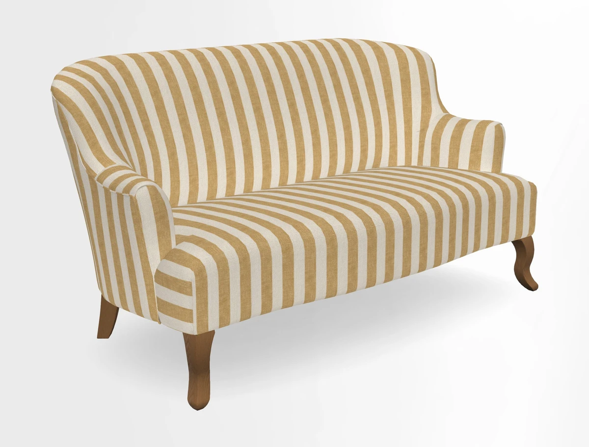 Grassington 3 Seater Sofa in RHS Botanicals on Velvet Ferns Toile Olive with scatter in Almost Plain Velvet Harvest