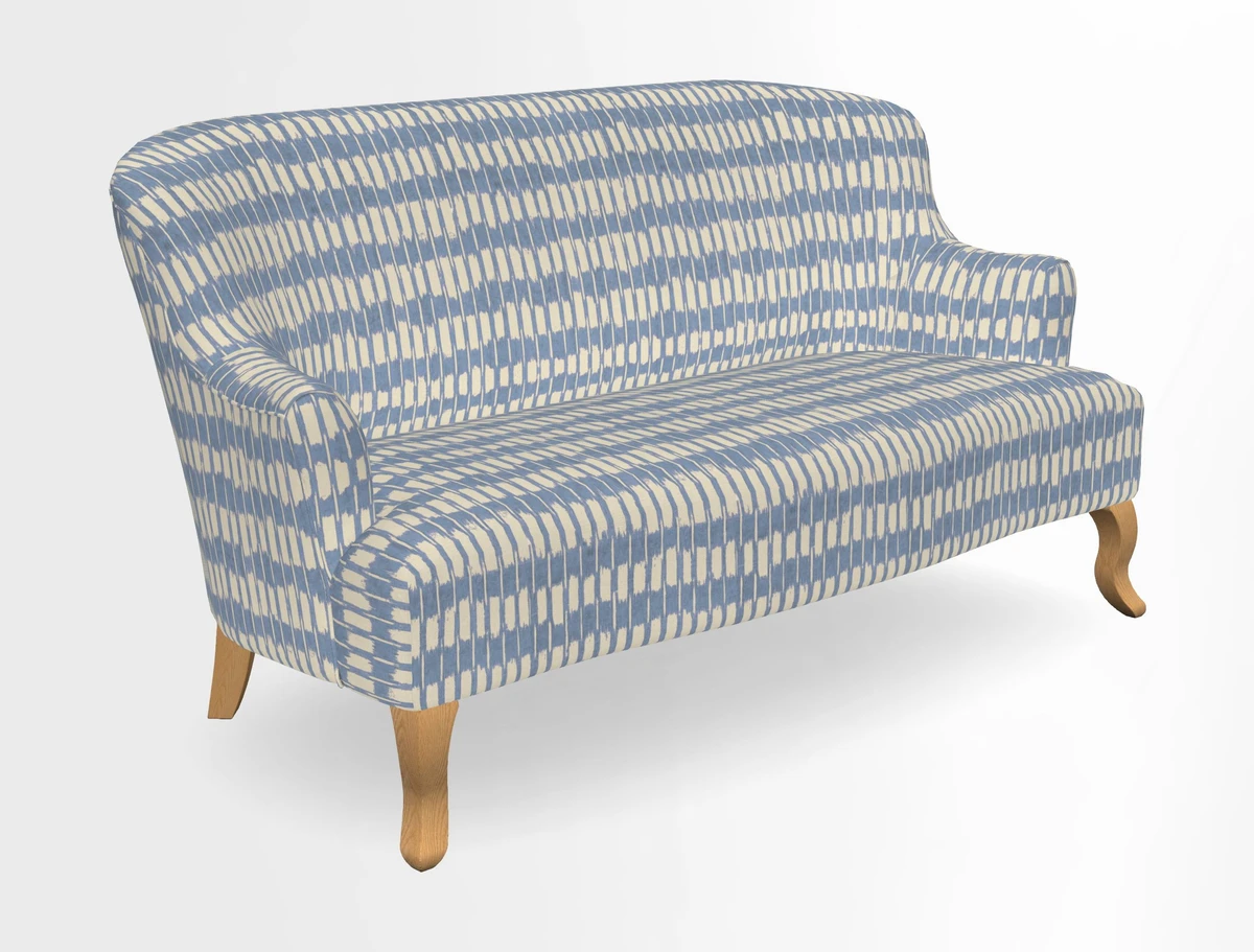 Grassington 3 Seater Sofa in RHS Botanicals on Velvet Ferns Toile Olive with scatter in Almost Plain Velvet Harvest