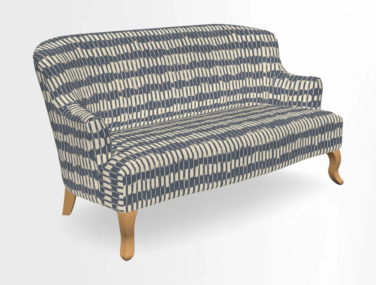 Grassington 3 Seater Sofa in RHS Botanicals on Velvet Ferns Toile Olive with scatter in Almost Plain Velvet Harvest