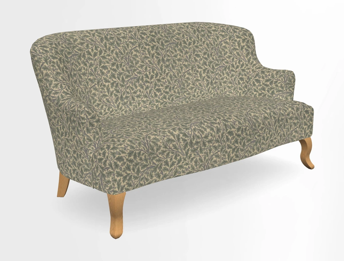 Grassington 3 Seater Sofa in RHS Botanicals on Velvet Ferns Toile Olive with scatter in Almost Plain Velvet Harvest