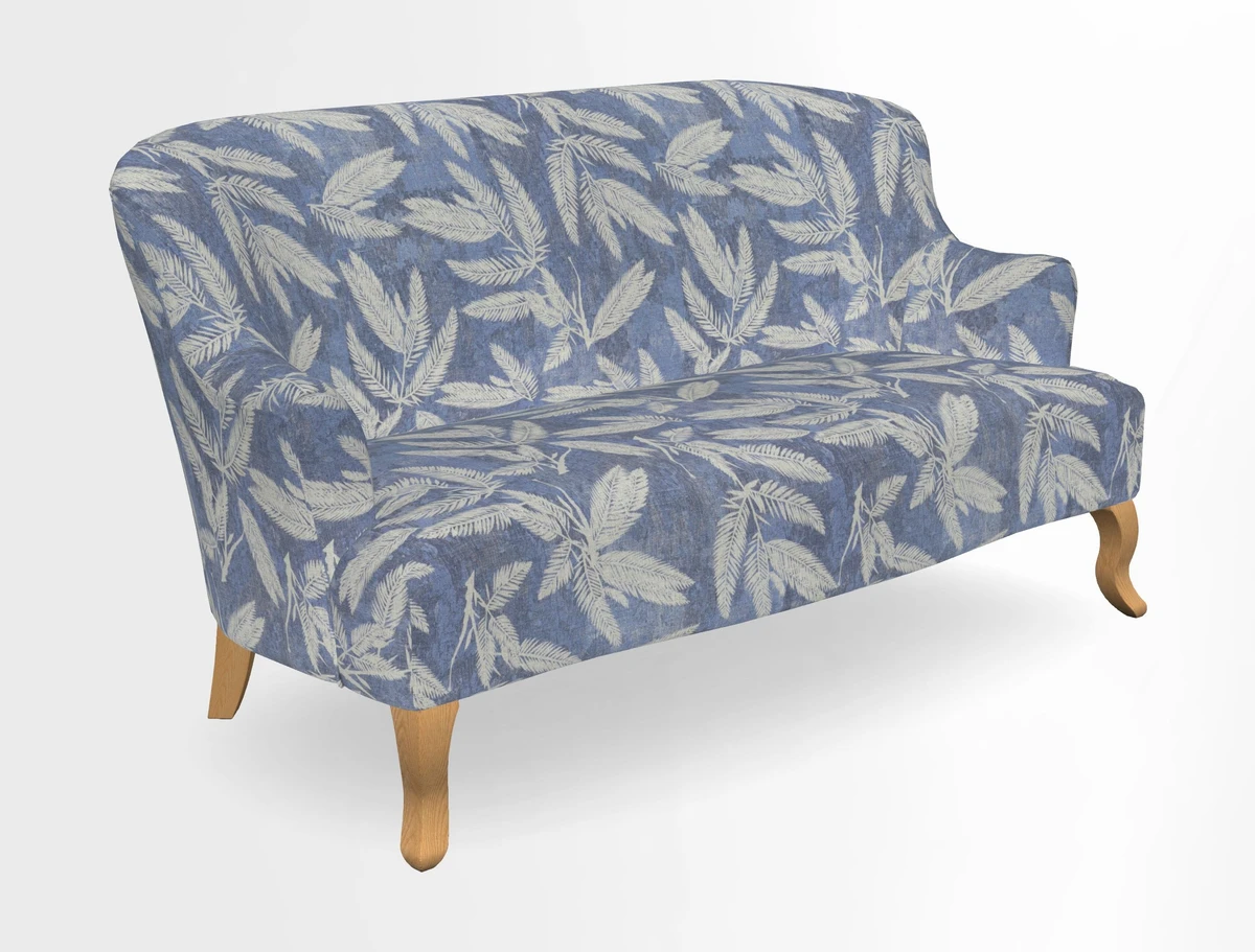 Grassington 3 Seater Sofa in RHS Botanicals on Velvet Ferns Toile Olive with scatter in Almost Plain Velvet Harvest