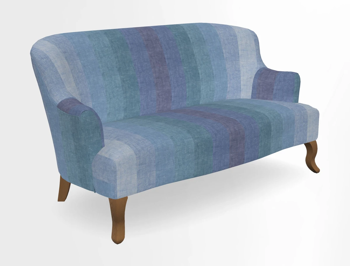 Grassington 3 Seater Sofa in RHS Botanicals on Velvet Ferns Toile Olive with scatter in Almost Plain Velvet Harvest