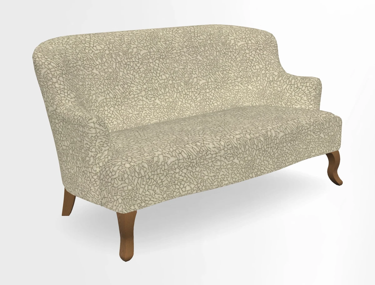 Grassington 3 Seater Sofa in RHS Botanicals on Velvet Ferns Toile Olive with scatter in Almost Plain Velvet Harvest