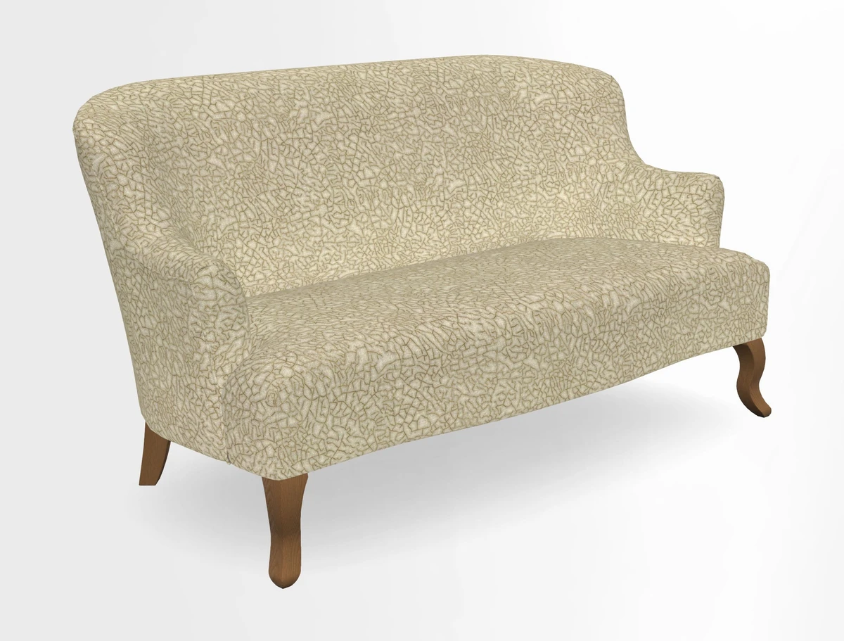 Grassington 3 Seater Sofa in RHS Botanicals on Velvet Ferns Toile Olive with scatter in Almost Plain Velvet Harvest