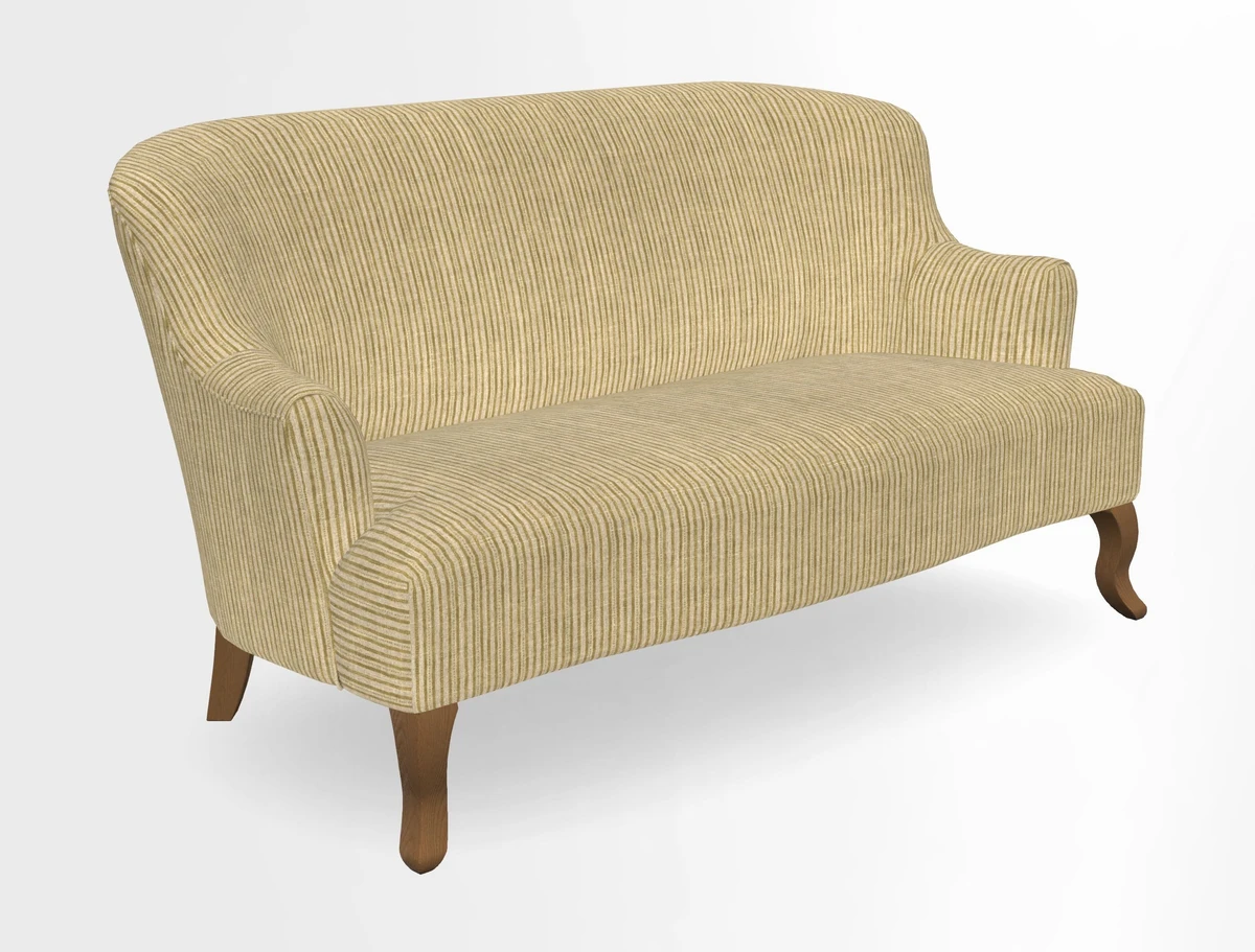 Grassington 3 Seater Sofa in RHS Botanicals on Velvet Ferns Toile Olive with scatter in Almost Plain Velvet Harvest
