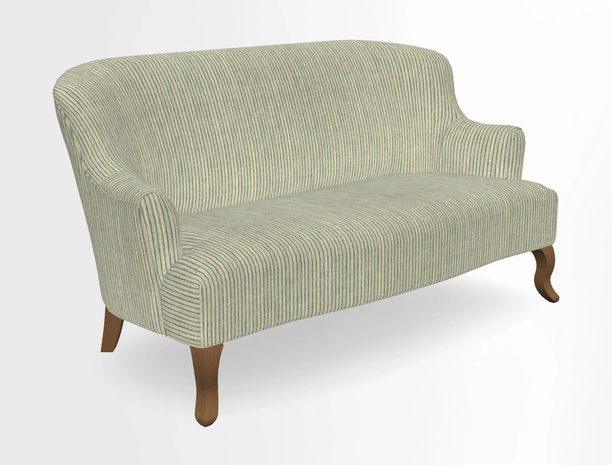 Grassington 3 Seater Sofa in RHS Botanicals on Velvet Ferns Toile Olive with scatter in Almost Plain Velvet Harvest
