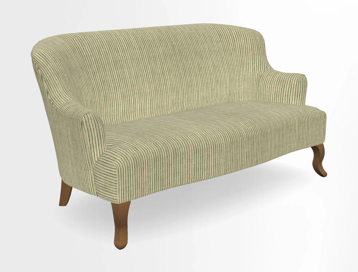 Grassington 3 Seater Sofa in RHS Botanicals on Velvet Ferns Toile Olive with scatter in Almost Plain Velvet Harvest