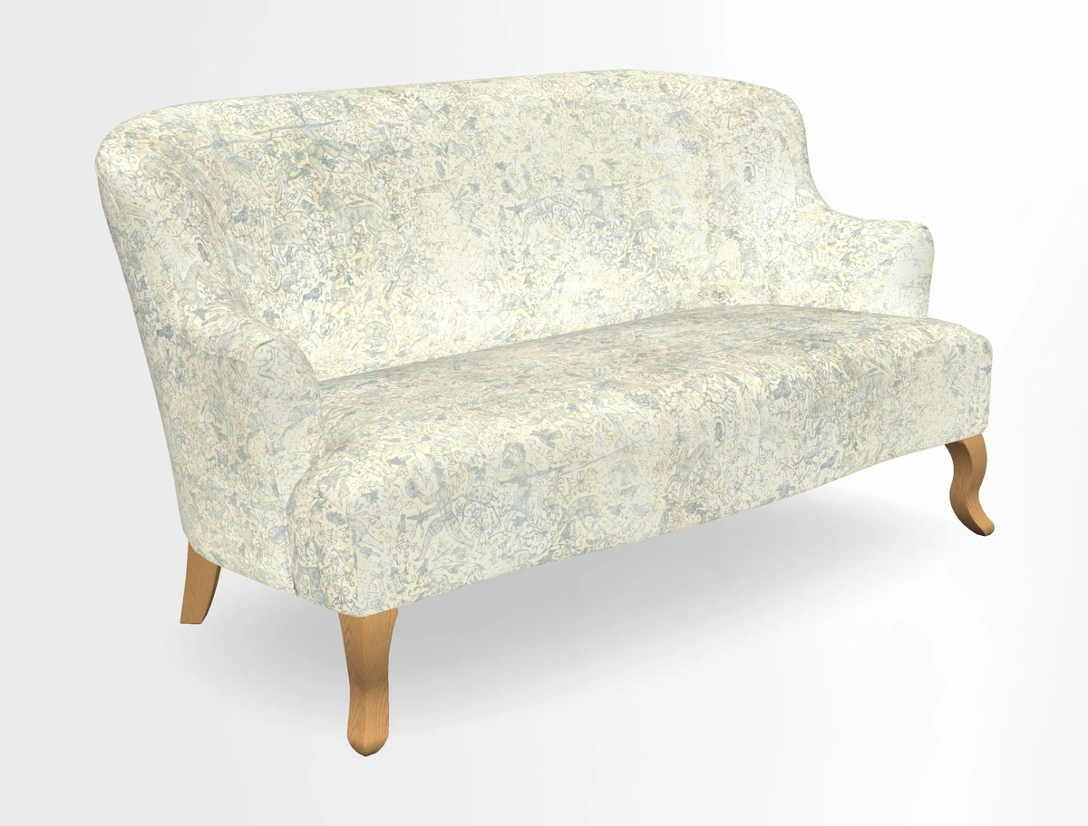 Grassington 3 Seater Sofa in RHS Botanicals on Velvet Ferns Toile Olive with scatter in Almost Plain Velvet Harvest