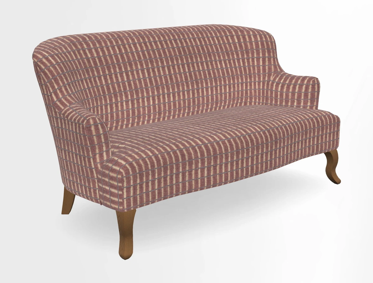 Grassington 3 Seater Sofa in RHS Botanicals on Velvet Ferns Toile Olive with scatter in Almost Plain Velvet Harvest