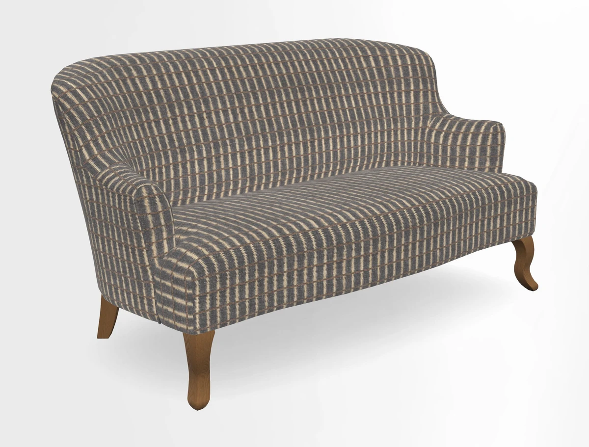 Grassington 3 Seater Sofa in RHS Botanicals on Velvet Ferns Toile Olive with scatter in Almost Plain Velvet Harvest