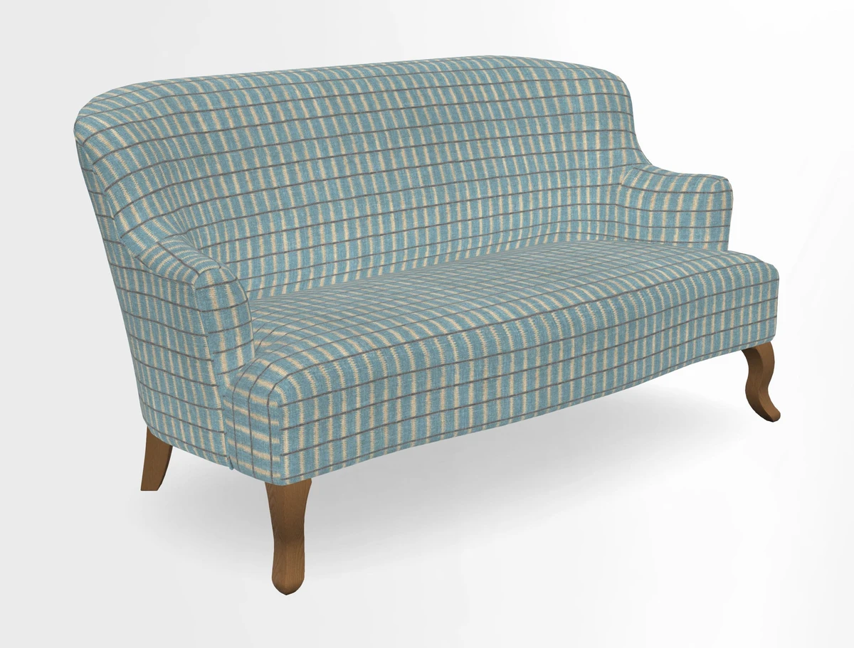 Grassington 3 Seater Sofa in RHS Botanicals on Velvet Ferns Toile Olive with scatter in Almost Plain Velvet Harvest