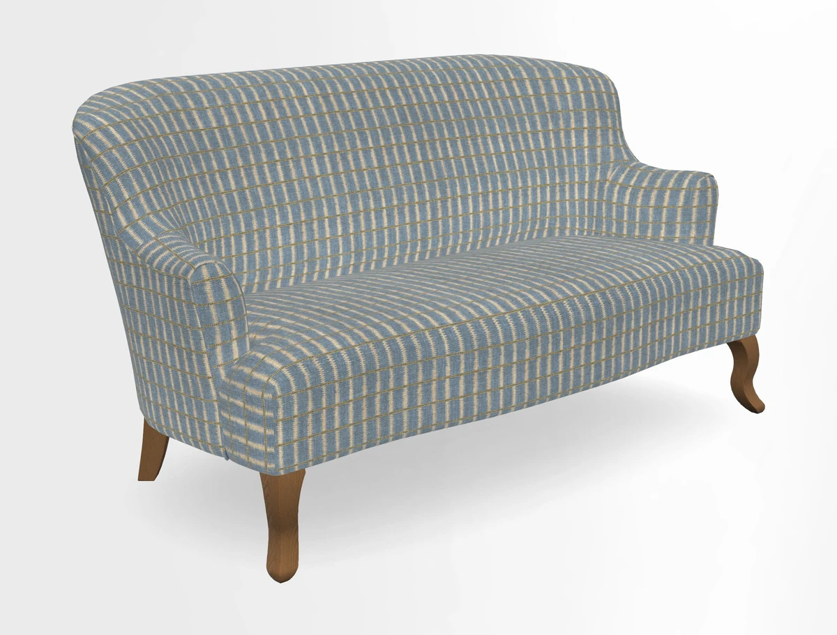 Grassington 3 Seater Sofa in RHS Botanicals on Velvet Ferns Toile Olive with scatter in Almost Plain Velvet Harvest