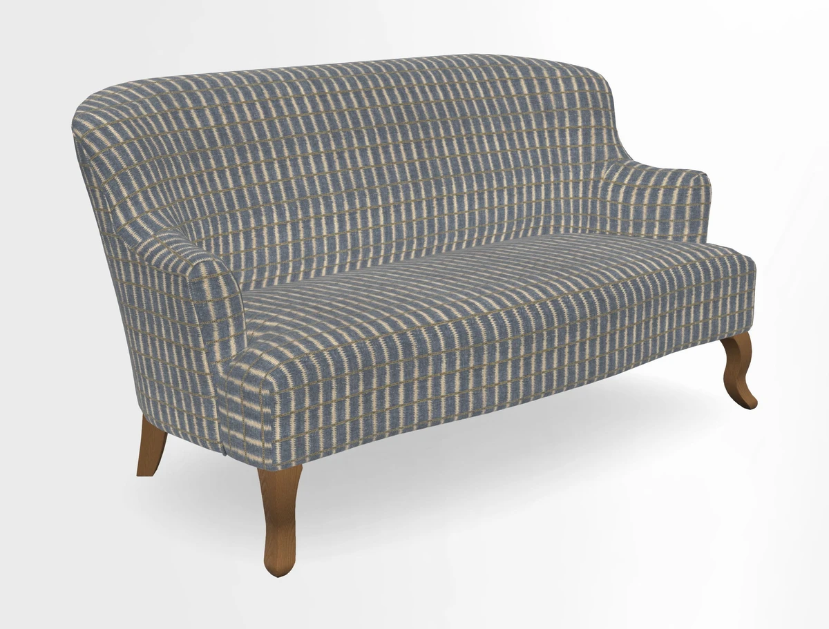 Grassington 3 Seater Sofa in RHS Botanicals on Velvet Ferns Toile Olive with scatter in Almost Plain Velvet Harvest
