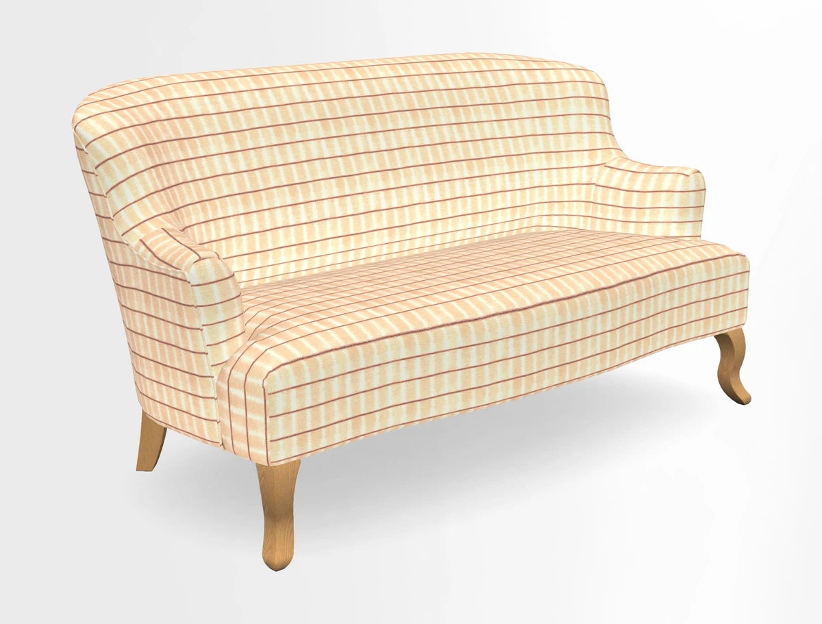 Grassington 3 Seater Sofa in RHS Botanicals on Velvet Ferns Toile Olive with scatter in Almost Plain Velvet Harvest