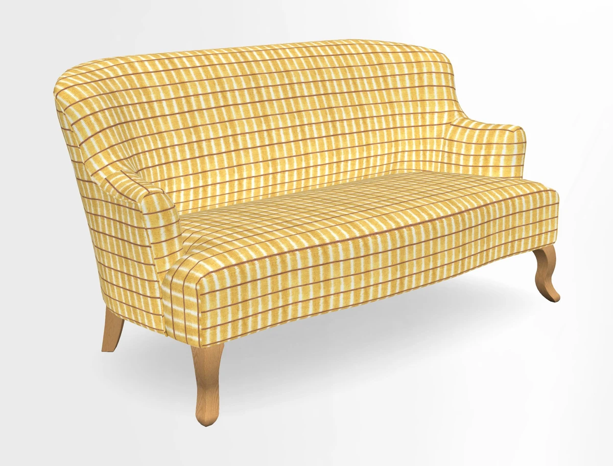 Grassington 3 Seater Sofa in RHS Botanicals on Velvet Ferns Toile Olive with scatter in Almost Plain Velvet Harvest