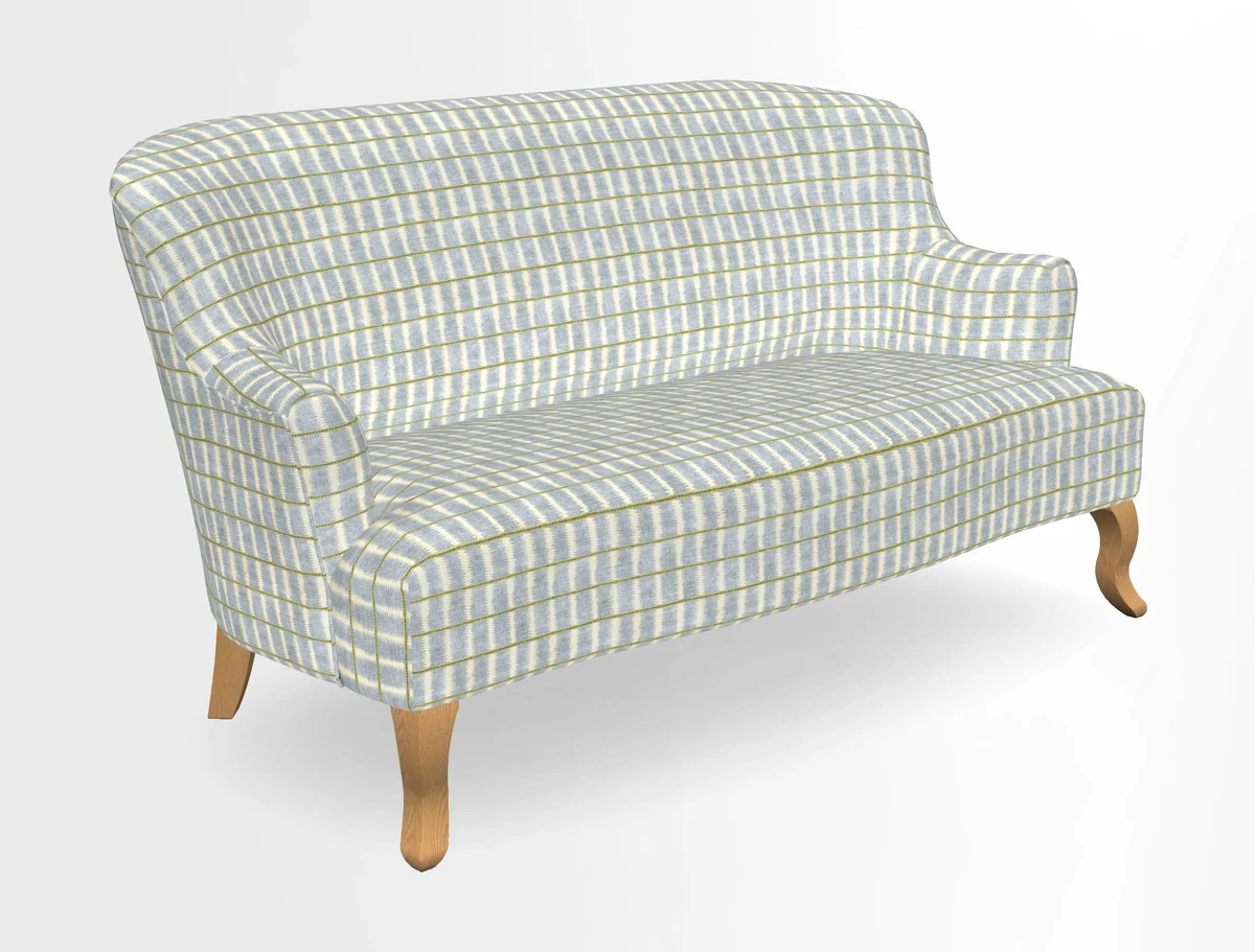 Grassington 3 Seater Sofa in RHS Botanicals on Velvet Ferns Toile Olive with scatter in Almost Plain Velvet Harvest