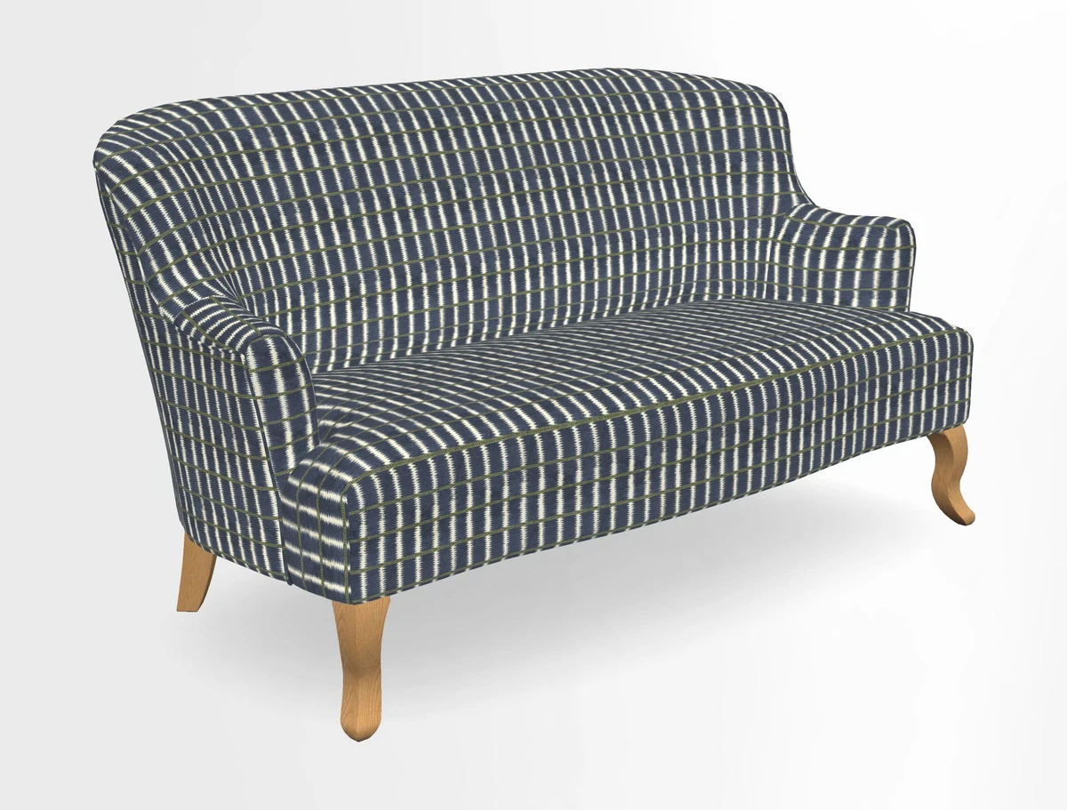Grassington 3 Seater Sofa in RHS Botanicals on Velvet Ferns Toile Olive with scatter in Almost Plain Velvet Harvest