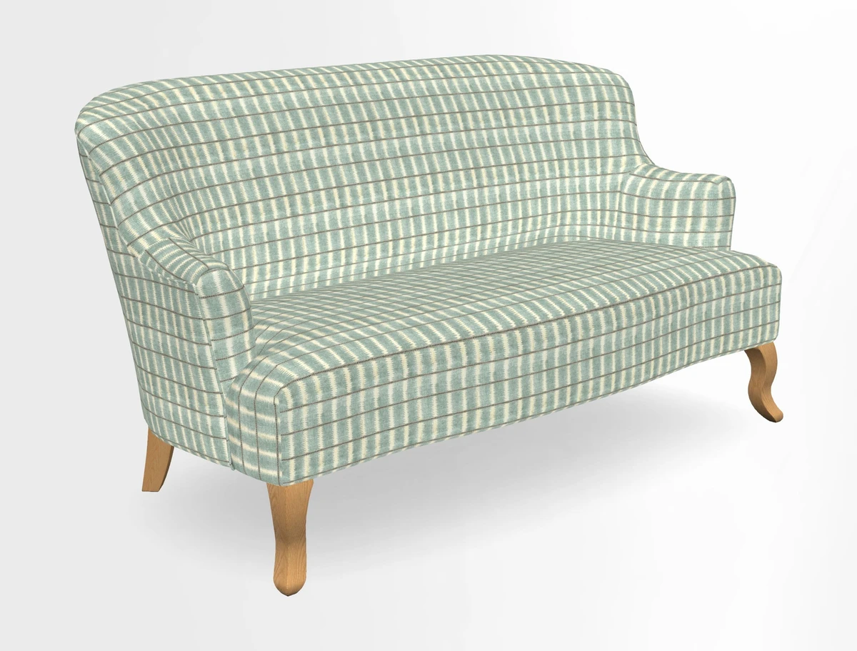 Grassington 3 Seater Sofa in RHS Botanicals on Velvet Ferns Toile Olive with scatter in Almost Plain Velvet Harvest