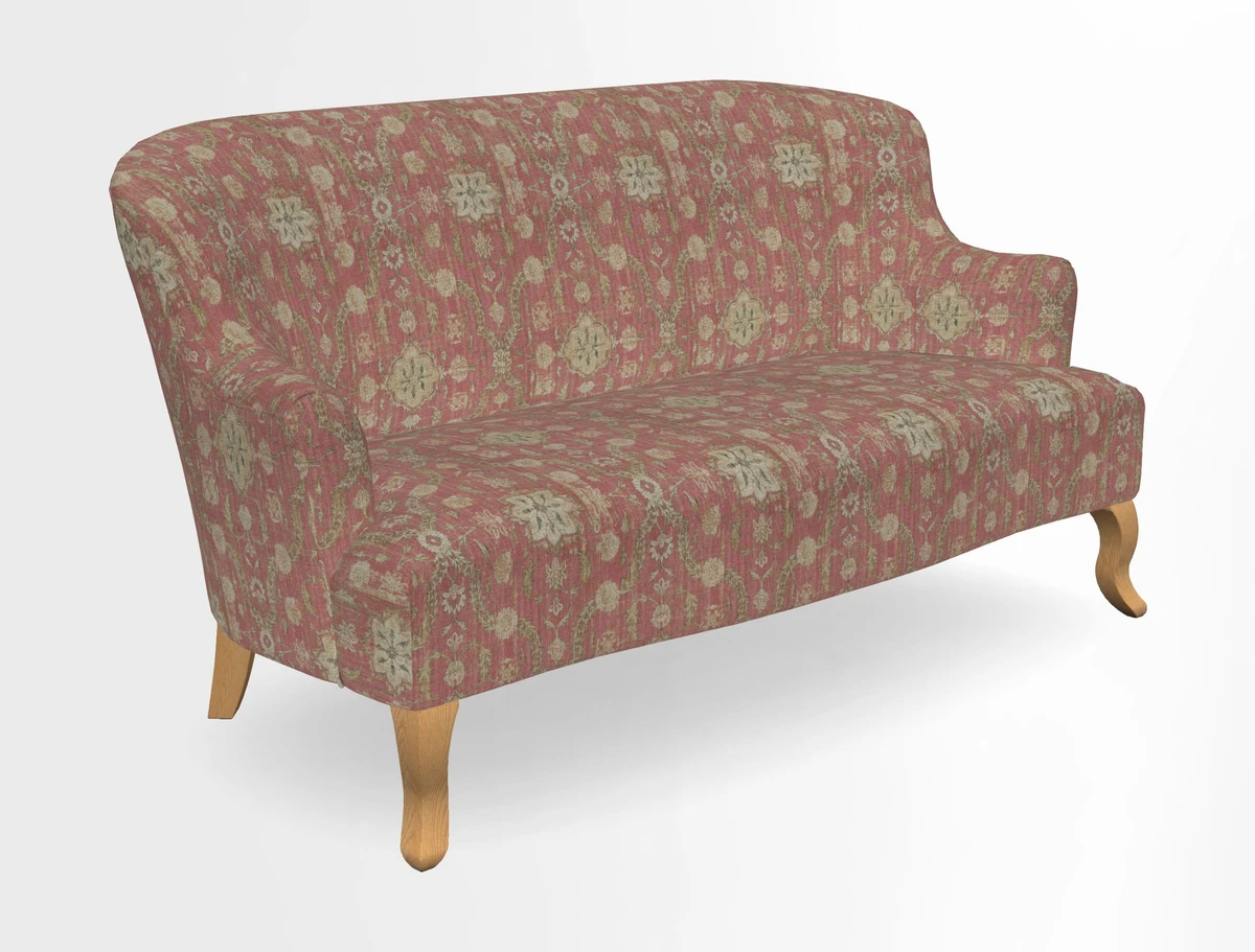 Grassington 3 Seater Sofa in RHS Botanicals on Velvet Ferns Toile Olive with scatter in Almost Plain Velvet Harvest