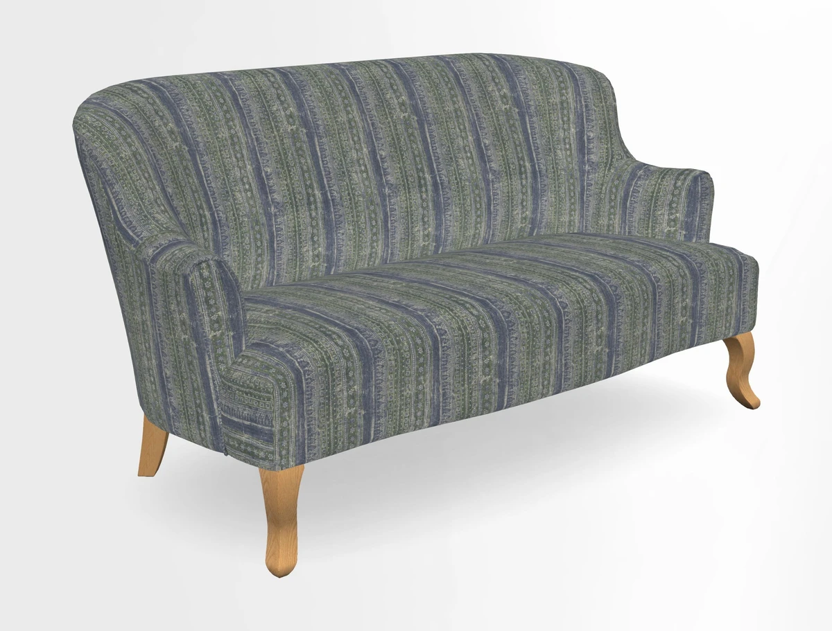Grassington 3 Seater Sofa in RHS Botanicals on Velvet Ferns Toile Olive with scatter in Almost Plain Velvet Harvest