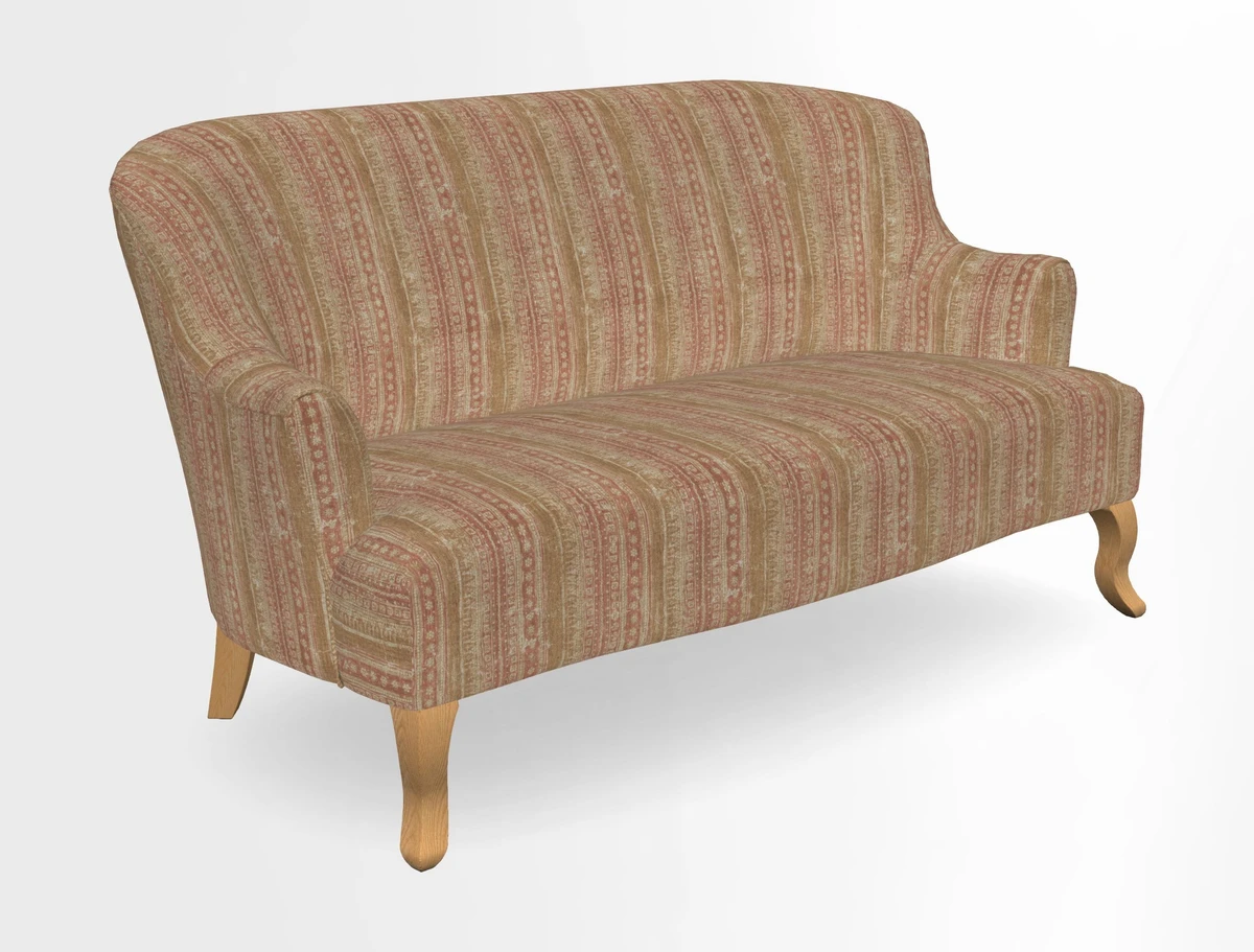 Grassington 3 Seater Sofa in RHS Botanicals on Velvet Ferns Toile Olive with scatter in Almost Plain Velvet Harvest