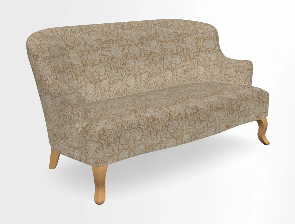 Grassington 3 Seater Sofa in RHS Botanicals on Velvet Ferns Toile Olive with scatter in Almost Plain Velvet Harvest