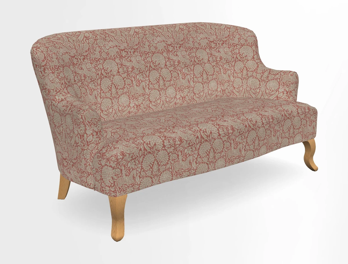 Grassington 3 Seater Sofa in RHS Botanicals on Velvet Ferns Toile Olive with scatter in Almost Plain Velvet Harvest