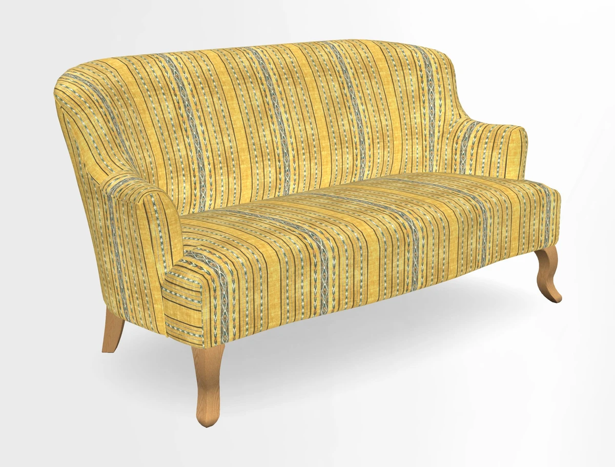 Grassington 3 Seater Sofa in RHS Botanicals on Velvet Ferns Toile Olive with scatter in Almost Plain Velvet Harvest