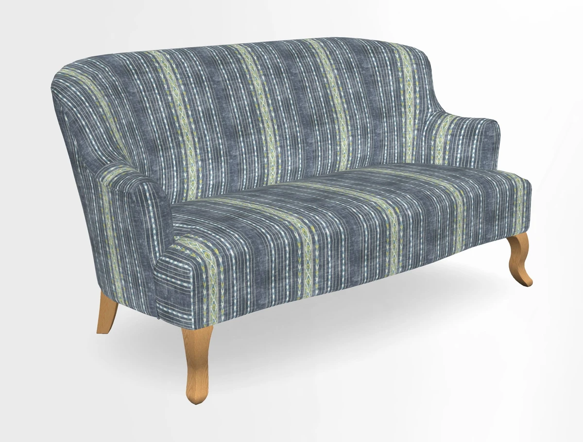 Grassington 3 Seater Sofa in RHS Botanicals on Velvet Ferns Toile Olive with scatter in Almost Plain Velvet Harvest