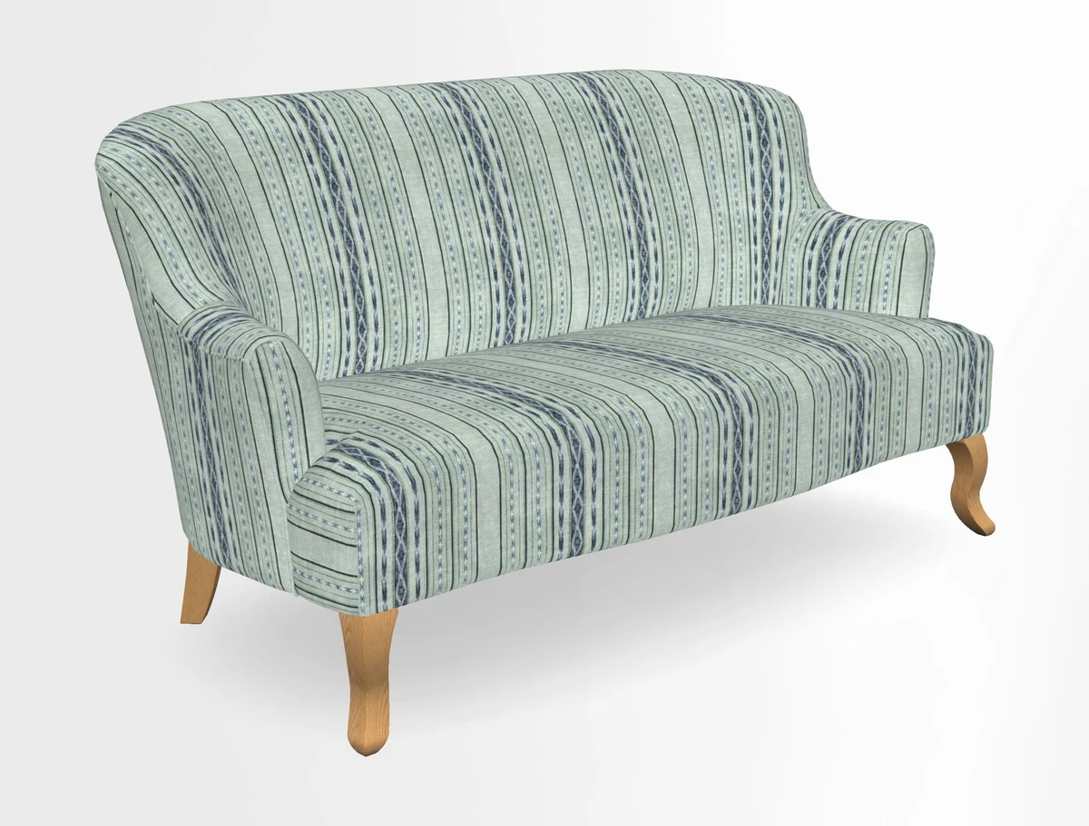 Grassington 3 Seater Sofa in RHS Botanicals on Velvet Ferns Toile Olive with scatter in Almost Plain Velvet Harvest