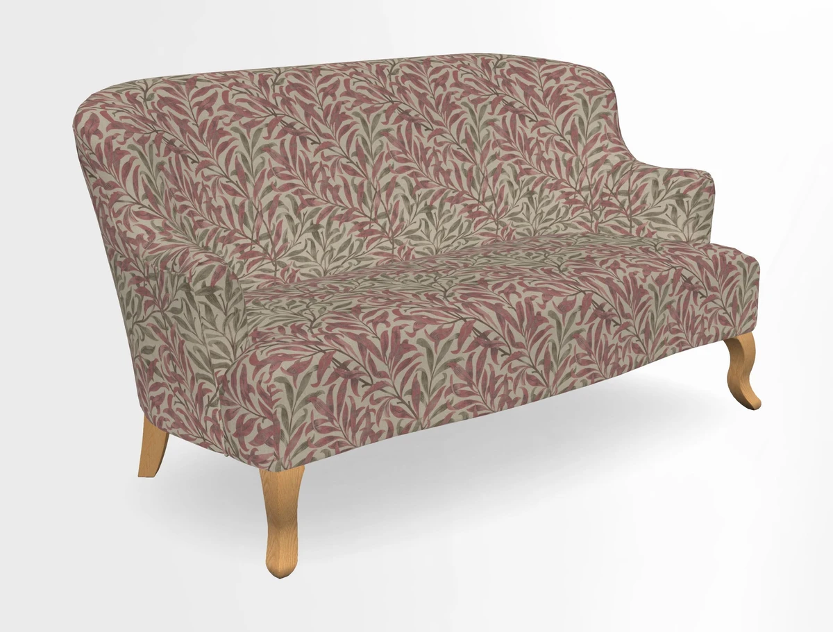 Grassington 3 Seater Sofa in RHS Botanicals on Velvet Ferns Toile Olive with scatter in Almost Plain Velvet Harvest