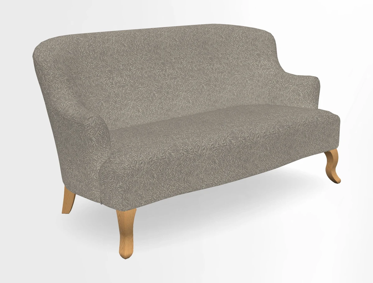 Grassington 3 Seater Sofa in RHS Botanicals on Velvet Ferns Toile Olive with scatter in Almost Plain Velvet Harvest