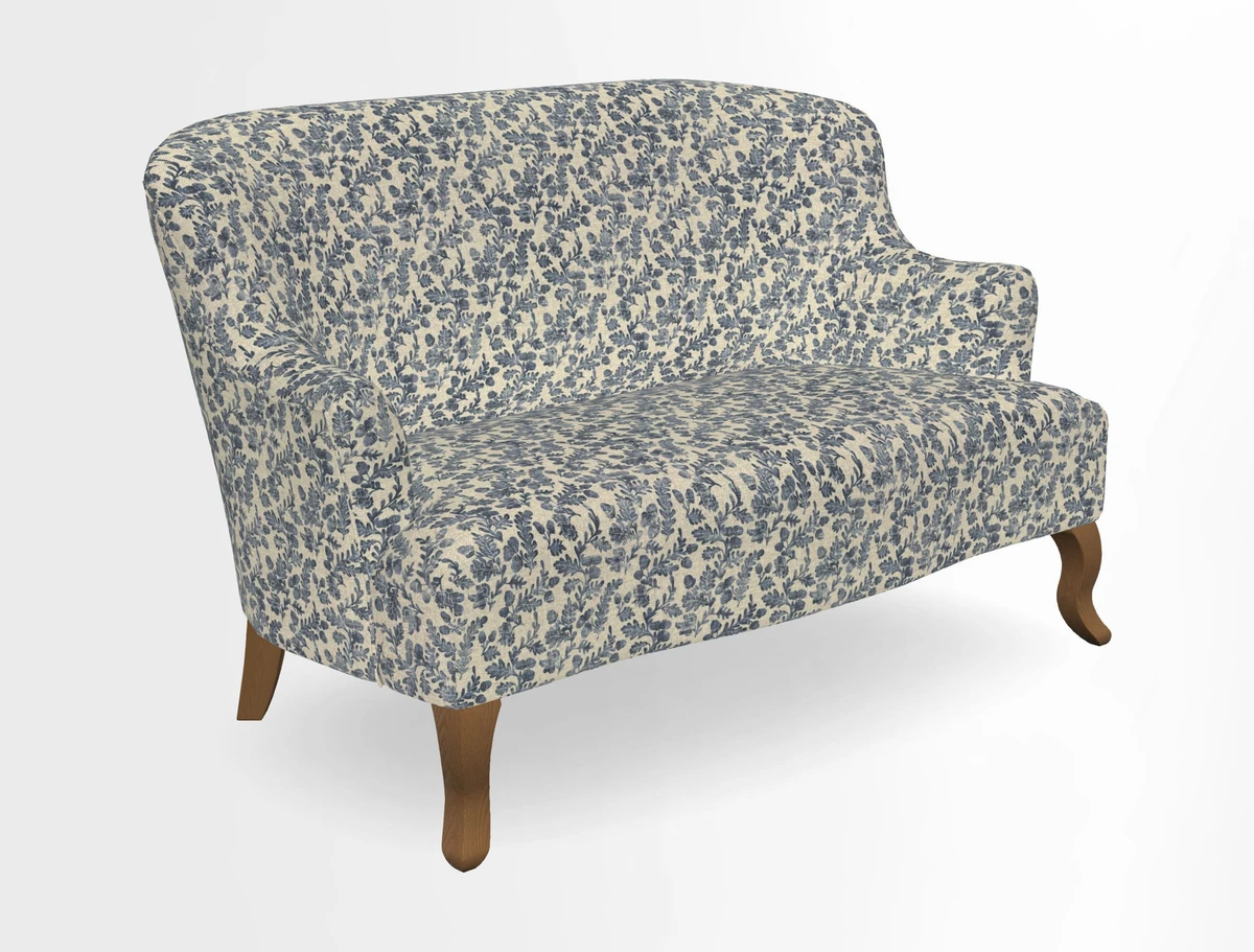 Grassington 3 Seater Sofa in RHS Botanicals on Velvet Ferns Toile Olive with scatter in Almost Plain Velvet Harvest