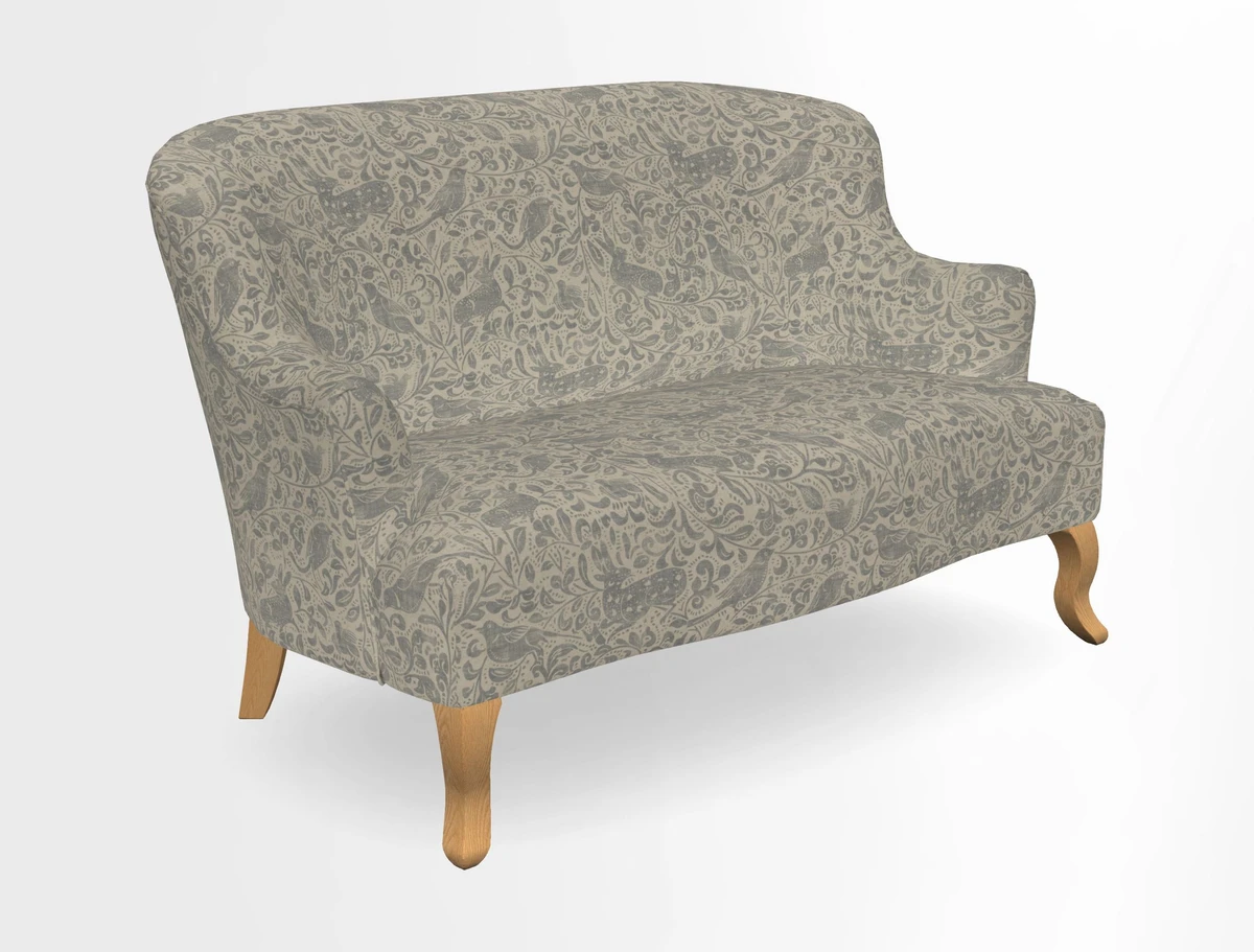 Grassington 3 Seater Sofa in RHS Botanicals on Velvet Ferns Toile Olive with scatter in Almost Plain Velvet Harvest