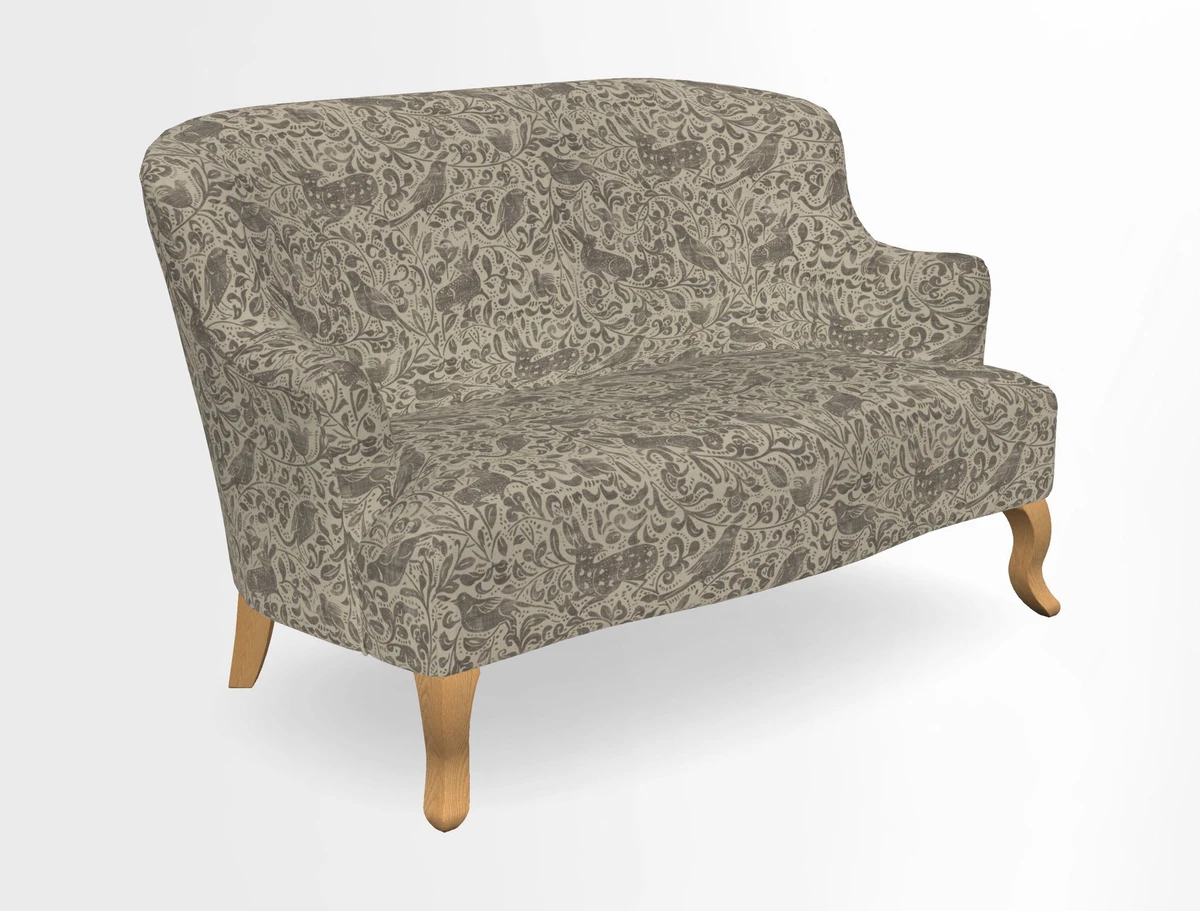 Grassington 3 Seater Sofa in RHS Botanicals on Velvet Ferns Toile Olive with scatter in Almost Plain Velvet Harvest