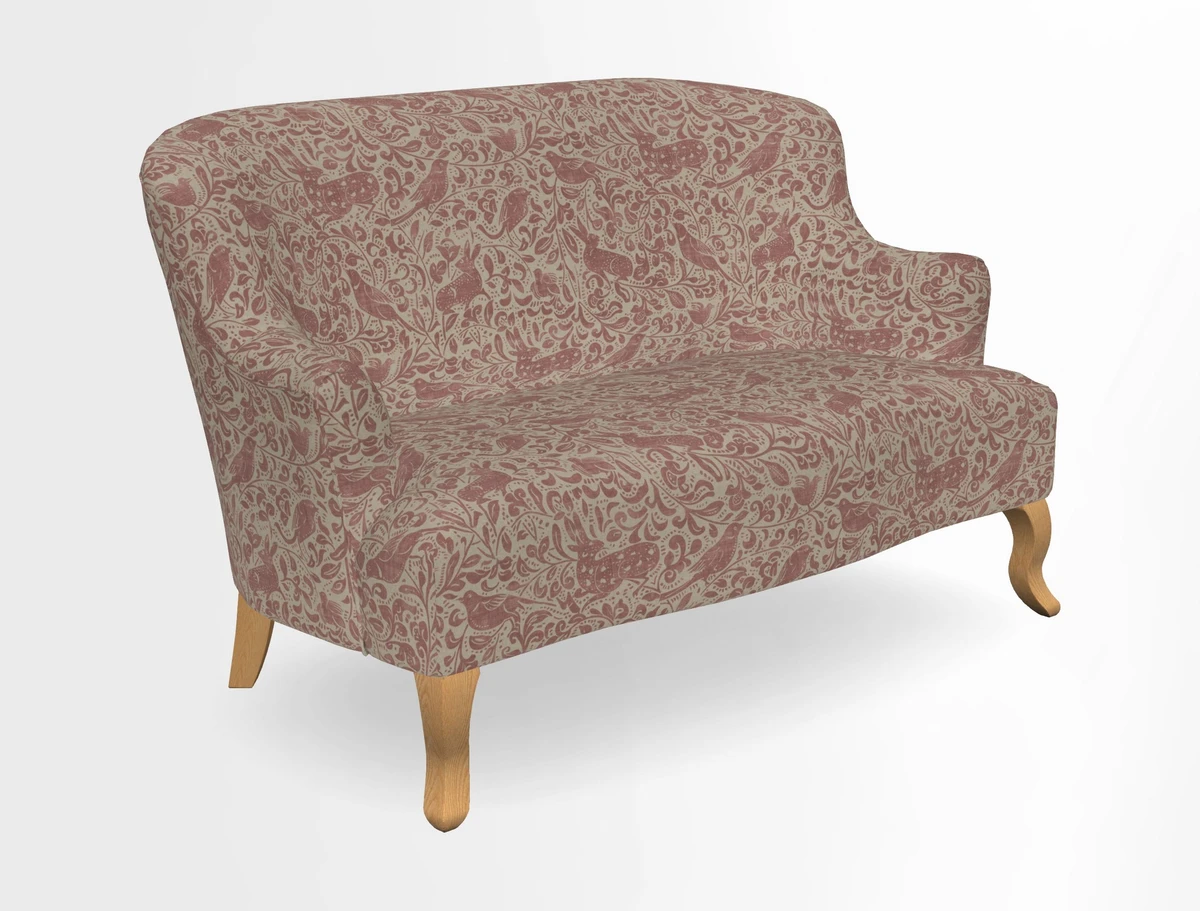 Grassington 3 Seater Sofa in RHS Botanicals on Velvet Ferns Toile Olive with scatter in Almost Plain Velvet Harvest