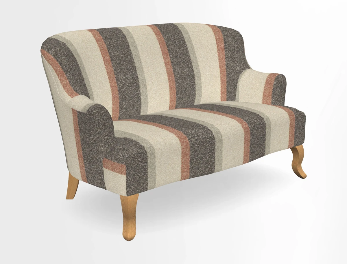 Grassington 3 Seater Sofa in RHS Botanicals on Velvet Ferns Toile Olive with scatter in Almost Plain Velvet Harvest