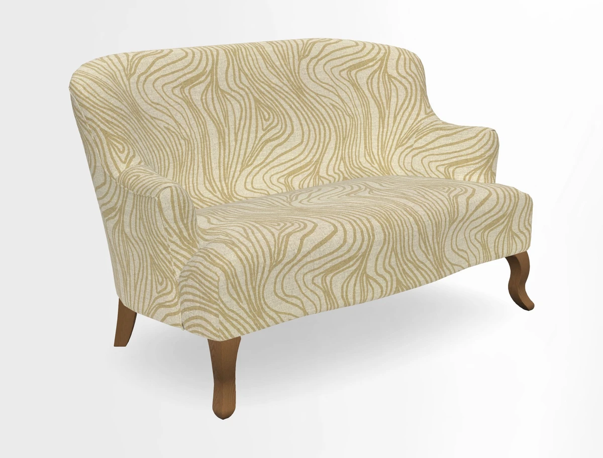 Grassington 3 Seater Sofa in RHS Botanicals on Velvet Ferns Toile Olive with scatter in Almost Plain Velvet Harvest
