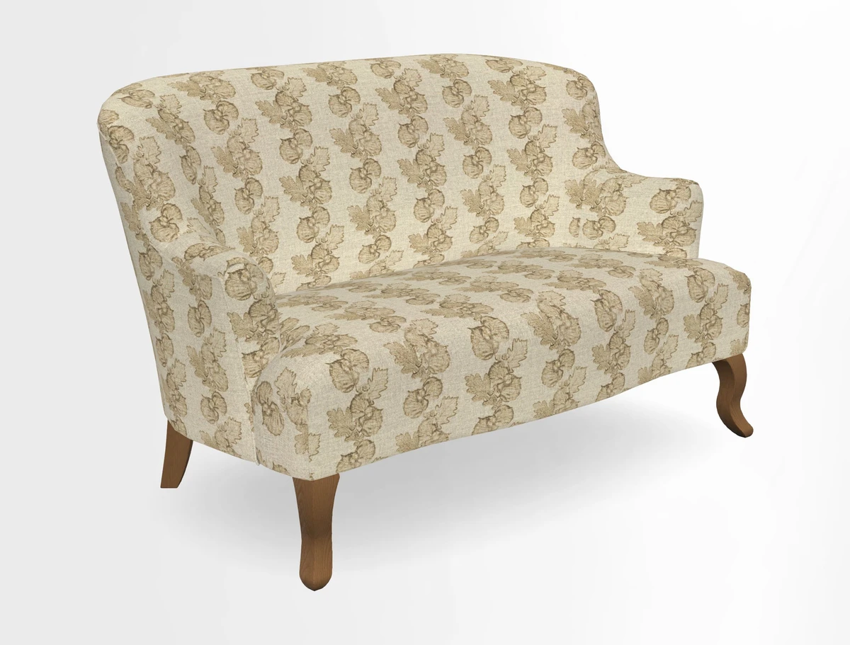 Grassington 3 Seater Sofa in RHS Botanicals on Velvet Ferns Toile Olive with scatter in Almost Plain Velvet Harvest