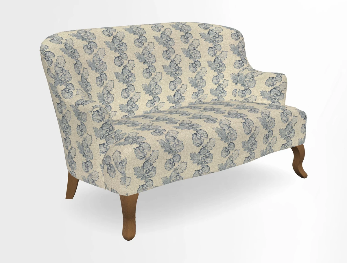 Grassington 3 Seater Sofa in RHS Botanicals on Velvet Ferns Toile Olive with scatter in Almost Plain Velvet Harvest