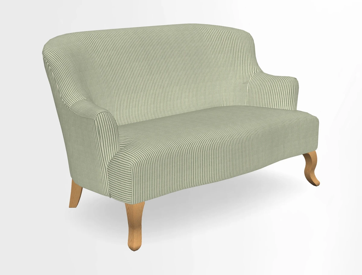 Grassington 3 Seater Sofa in RHS Botanicals on Velvet Ferns Toile Olive with scatter in Almost Plain Velvet Harvest