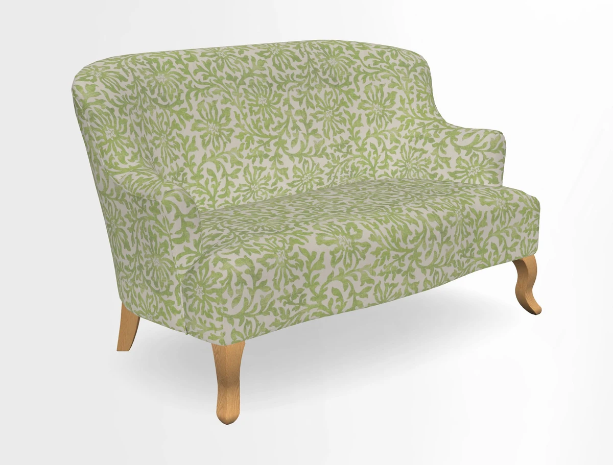 Grassington 3 Seater Sofa in RHS Botanicals on Velvet Ferns Toile Olive with scatter in Almost Plain Velvet Harvest