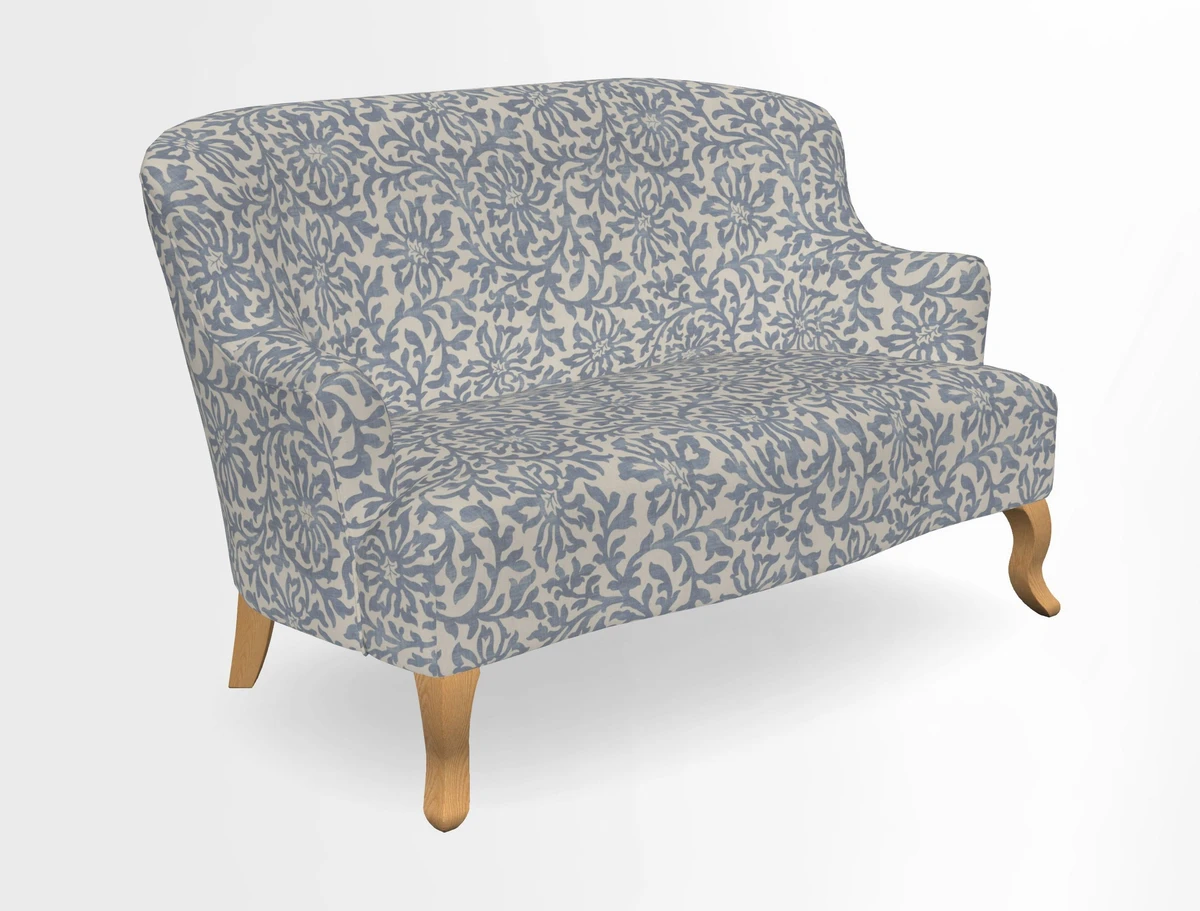 Grassington 3 Seater Sofa in RHS Botanicals on Velvet Ferns Toile Olive with scatter in Almost Plain Velvet Harvest