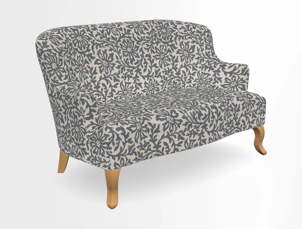 Grassington 3 Seater Sofa in RHS Botanicals on Velvet Ferns Toile Olive with scatter in Almost Plain Velvet Harvest