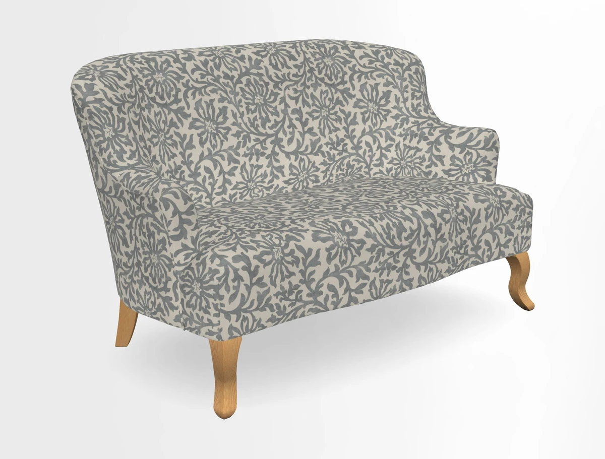 Grassington 3 Seater Sofa in RHS Botanicals on Velvet Ferns Toile Olive with scatter in Almost Plain Velvet Harvest