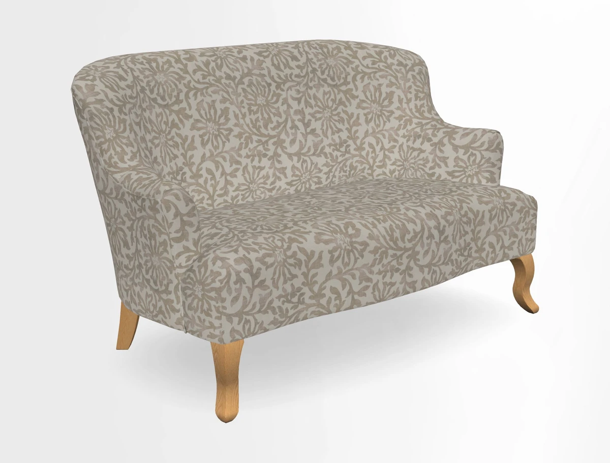 Grassington 3 Seater Sofa in RHS Botanicals on Velvet Ferns Toile Olive with scatter in Almost Plain Velvet Harvest