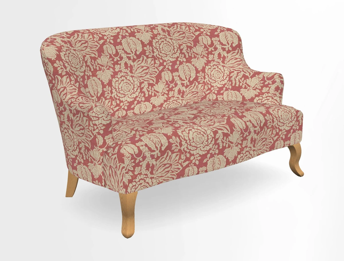 Grassington 3 Seater Sofa in RHS Botanicals on Velvet Ferns Toile Olive with scatter in Almost Plain Velvet Harvest