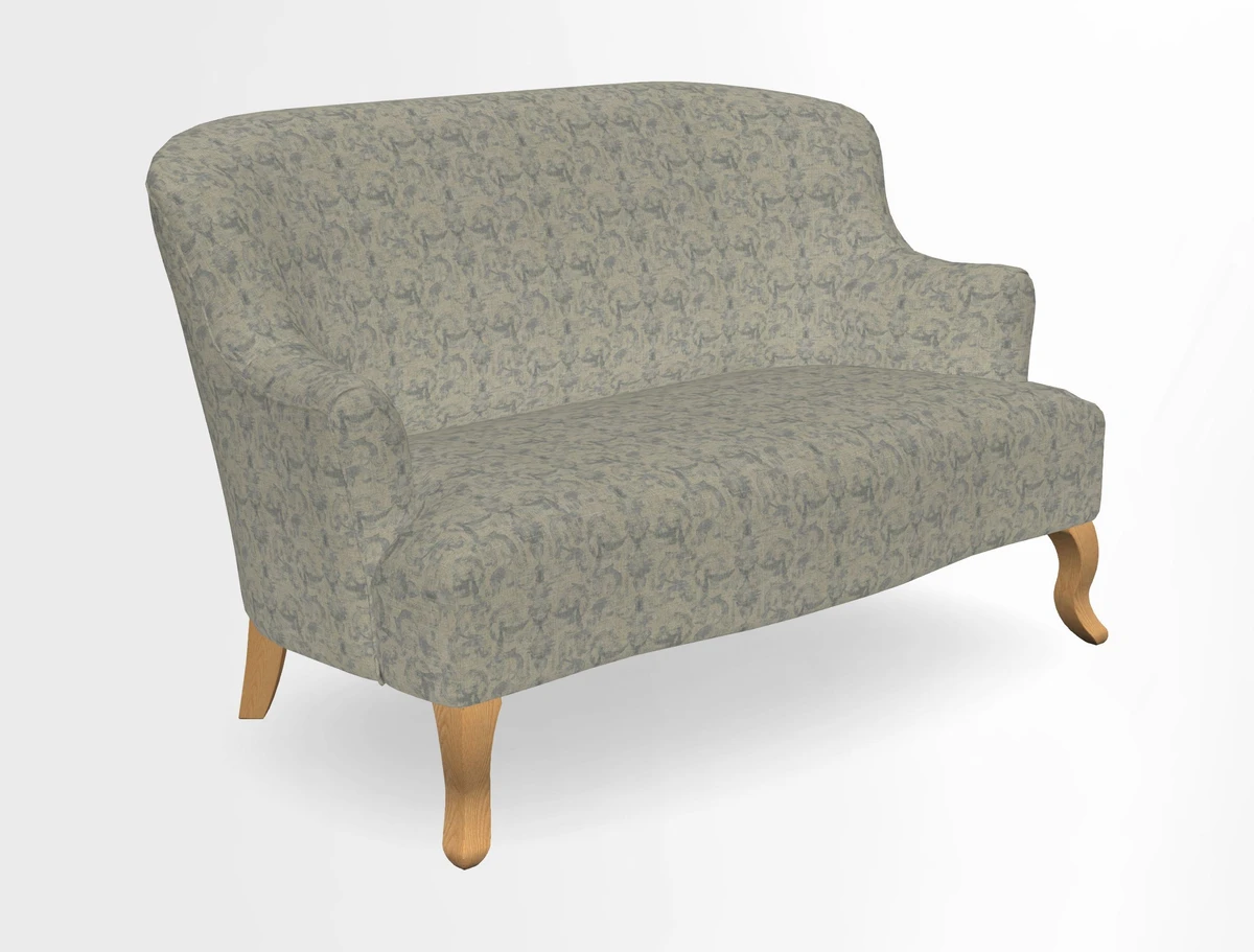 Grassington 3 Seater Sofa in RHS Botanicals on Velvet Ferns Toile Olive with scatter in Almost Plain Velvet Harvest