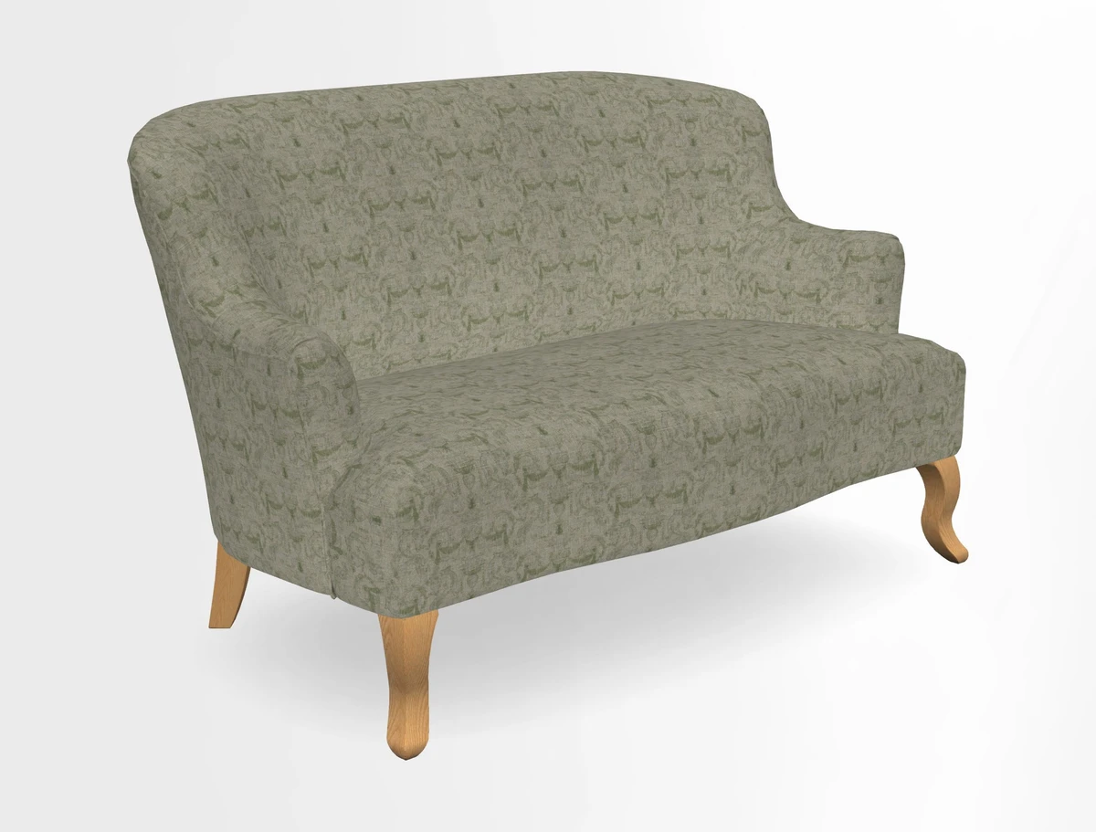 Grassington 3 Seater Sofa in RHS Botanicals on Velvet Ferns Toile Olive with scatter in Almost Plain Velvet Harvest
