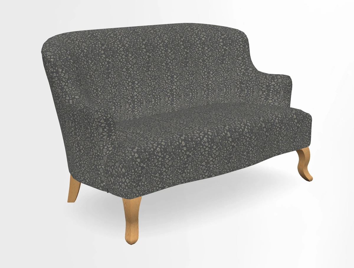 Grassington 3 Seater Sofa in RHS Botanicals on Velvet Ferns Toile Olive with scatter in Almost Plain Velvet Harvest